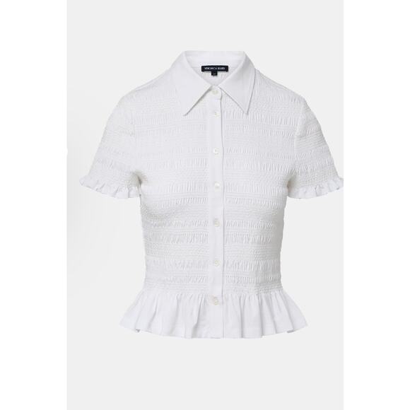 Veronica Beard Tops - Chic Veronica Beard Ellisandra Smocked Jersey Button-Down Top